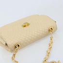BALLY Chain Shoulder Bag Leather Beige Gold Auth am10887V-6