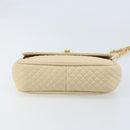 BALLY Chain Shoulder Bag Leather Beige Gold Auth am10887V-5