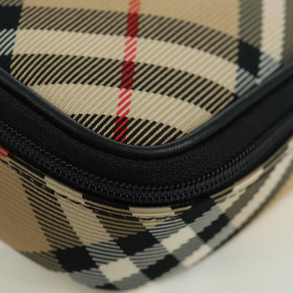 BURBERRY Nova Check Pouch Nylon Beige Silver Auth am10890V