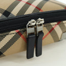 BURBERRY Nova Check Pouch Nylon Beige Silver Auth am10890V-9