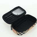 BURBERRY Nova Check Pouch Nylon Beige Silver Auth am10890V-10