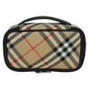 BURBERRY Nova Check Pouch Nylon Beige Silver Auth am10890V-13