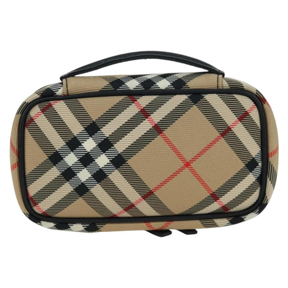 BURBERRY Nova Check Pouch Nylon Beige Silver Auth am10890V