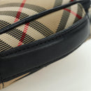 BURBERRY Nova Check Pouch Nylon Beige Silver Auth am10890V-7