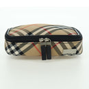 BURBERRY Nova Check Pouch Nylon Beige Silver Auth am10890V-5