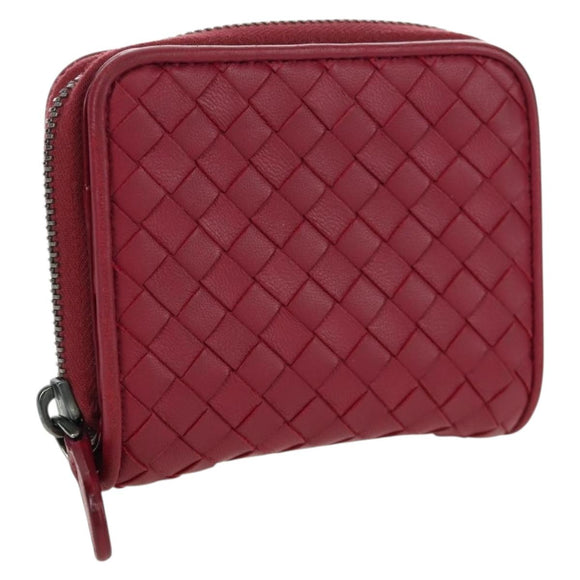 BOTTEGA VENETA INTRECCIATO Round Compact Wallet Leather Pink Auth am10894V