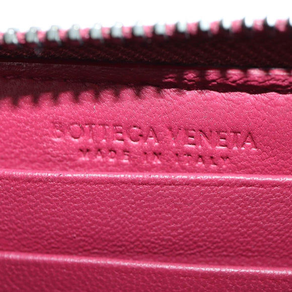 BOTTEGA VENETA INTRECCIATO Round Compact Wallet Leather Pink Auth am10894V