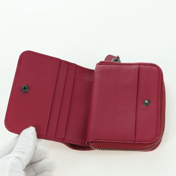 BOTTEGA VENETA INTRECCIATO Round Compact Wallet Leather Pink Auth am10894V