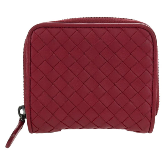 BOTTEGA VENETA INTRECCIATO Round Compact Wallet Leather Pink Auth am10894V