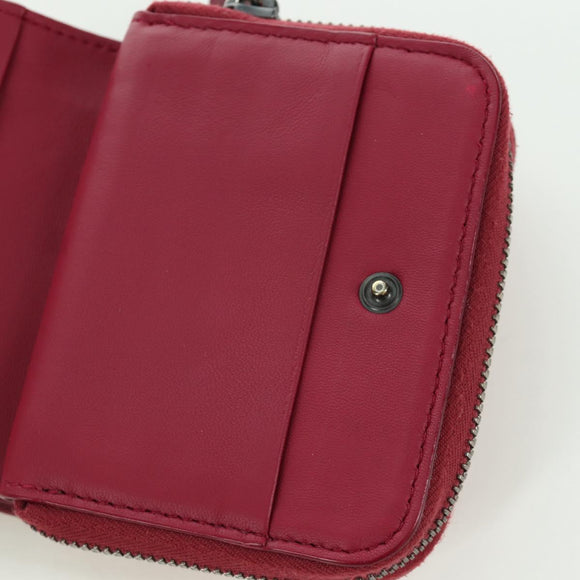 BOTTEGA VENETA INTRECCIATO Round Compact Wallet Leather Pink Auth am10894V