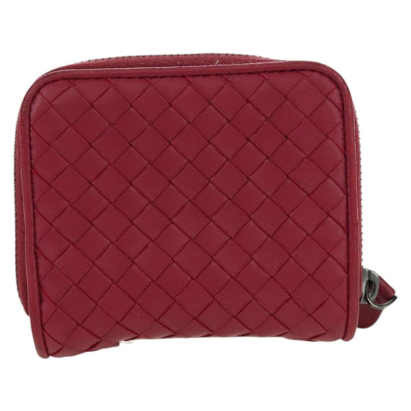 BOTTEGA VENETA INTRECCIATO Round Compact Wallet Leather Pink Auth am10894V