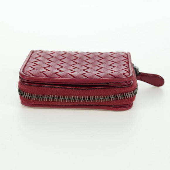 BOTTEGA VENETA INTRECCIATO Round Compact Wallet Leather Pink Auth am10894V