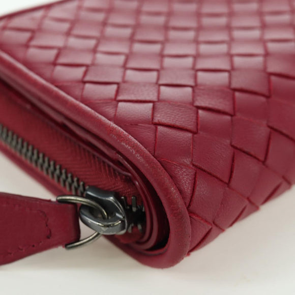 BOTTEGA VENETA INTRECCIATO Round Compact Wallet Leather Pink Auth am10894V
