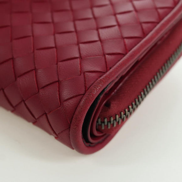 BOTTEGA VENETA INTRECCIATO Round Compact Wallet Leather Pink Auth am10894V