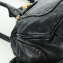 Chloe Paddington Tote Bag Leather Black Gold Silver Auth am10896V-16