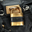 Chloe Paddington Tote Bag Leather Black Gold Silver Auth am10896V-18