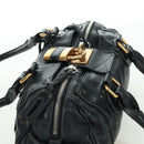 Chloe Paddington Tote Bag Leather Black Gold Silver Auth am10896V-6