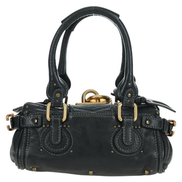 Chloe Mini Paddington Hand Bag Leather Black Gold Silver Auth am10897SAV - 0