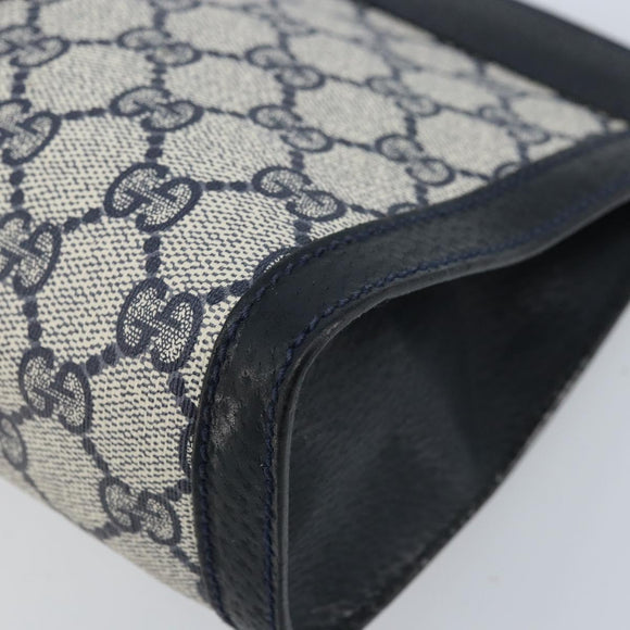 GUCCI GG Supreme Sherry Line Clutch Bag PVC Navy Red 89 01 001 Auth am10904