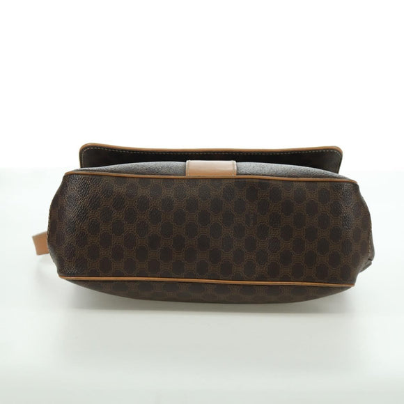 CELINE Macadam Canvas Shoulder Bag PVC Leather Brown Gold Auth am10907V