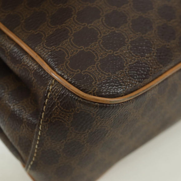CELINE Macadam Canvas Shoulder Bag PVC Leather Brown Gold Auth am10907V