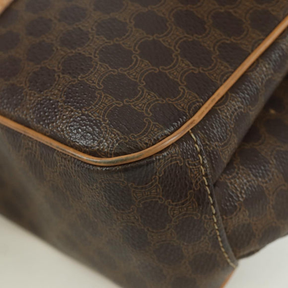 CELINE Macadam Canvas Shoulder Bag PVC Leather Brown Gold Auth am10907V