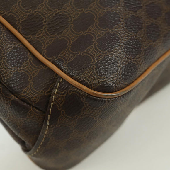 CELINE Macadam Canvas Shoulder Bag PVC Leather Brown Gold Auth am10907V