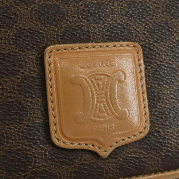 CELINE Macadam Canvas Shoulder Bag PVC Leather Brown Gold Auth am10907V