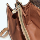 CELINE Macadam Canvas Shoulder Bag PVC Leather Brown Gold Auth am10907V-21