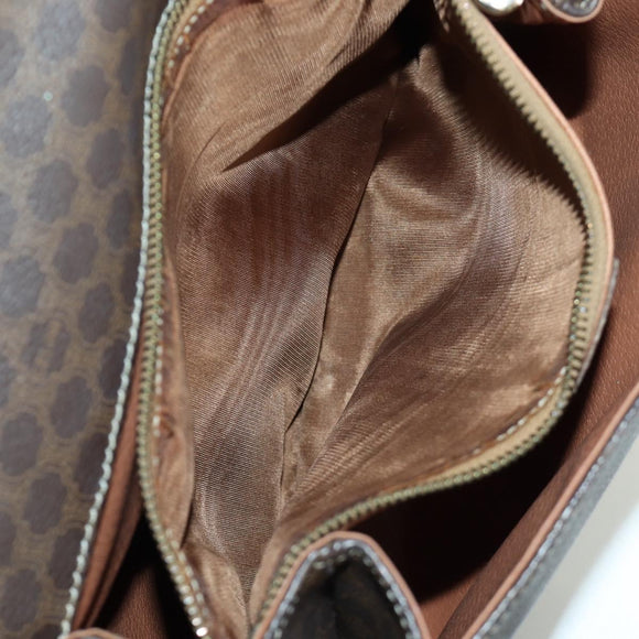 CELINE Macadam Canvas Shoulder Bag PVC Leather Brown Gold Auth am10907V