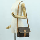 CELINE Macadam Canvas Shoulder Bag PVC Leather Brown Gold Auth am10907V-23