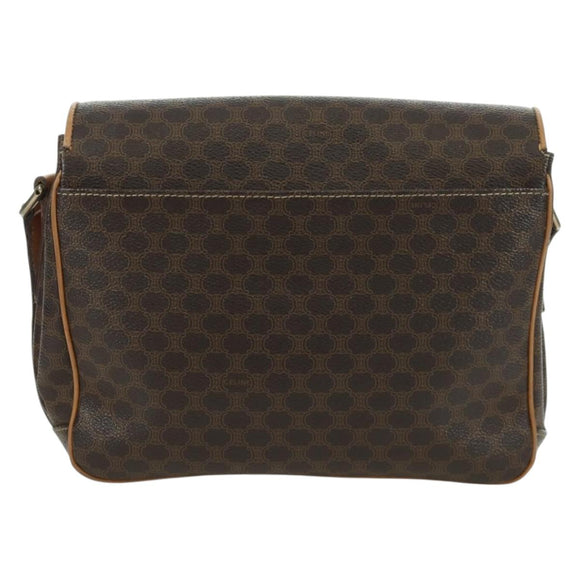CELINE Macadam Canvas Shoulder Bag PVC Leather Brown Gold Auth am10907V
