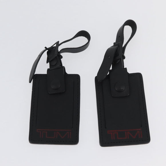 TUMI Pouch Name Tag Leather nylon 6 Set Black Auth am10927