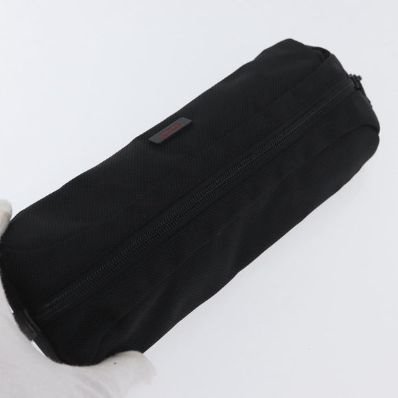 TUMI Pouch Name Tag Leather nylon 6 Set Black Auth am10927
