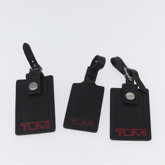 TUMI Pouch Name Tag Leather nylon 6 Set Black Auth am10927
