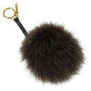FENDI Pom Pom Bag Charm Dark Brown Auth am10929V-1