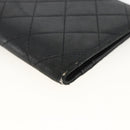 CHANEL Matelasse Long Wallet Lamb Skin Black Silver CC Auth am10948-10