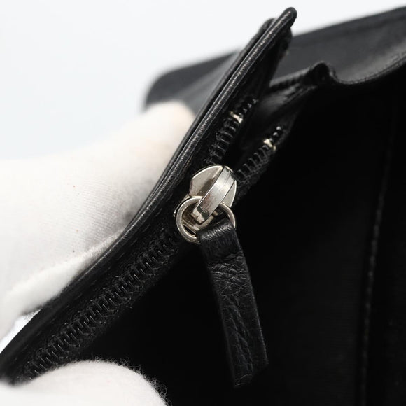 CHANEL Matelasse Long Wallet Lamb Skin Black Silver CC Auth am10948