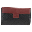 CHANEL Matelasse Long Wallet Lamb Skin Black Silver CC Auth am10948-2