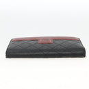 CHANEL Matelasse Long Wallet Lamb Skin Black Silver CC Auth am10948-7