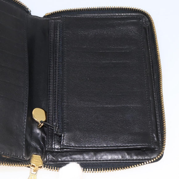 CHANEL Compact Long Wallet Patent leather Black CC Auth am10949A