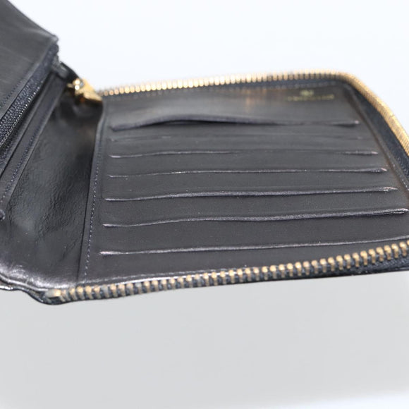 CHANEL Compact Long Wallet Patent leather Black CC Auth am10949A