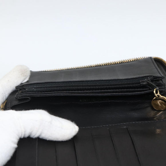 CHANEL Compact Long Wallet Patent leather Black CC Auth am10949A