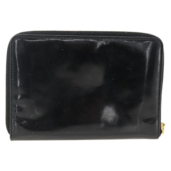 CHANEL Compact Long Wallet Patent leather Black CC Auth am10949A