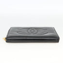 CHANEL Compact Long Wallet Patent leather Black CC Auth am10949A-7