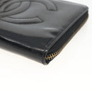 CHANEL Compact Long Wallet Patent leather Black CC Auth am10949A-8
