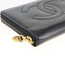 CHANEL Compact Long Wallet Patent leather Black CC Auth am10949A-9