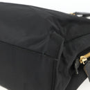 PRADA Chain Tote Bag Nylon Black Gold Auth am10950A-15