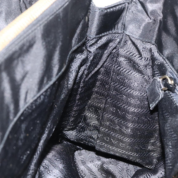 PRADA Chain Tote Bag Nylon Black Gold Auth am10950A