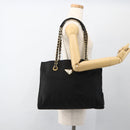 PRADA Chain Tote Bag Nylon Black Gold Auth am10950A-26
